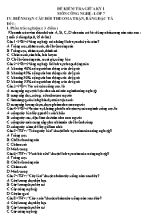 Đề kiểm tra giữa kỳ 1 môn Công nghệ Lớp 7